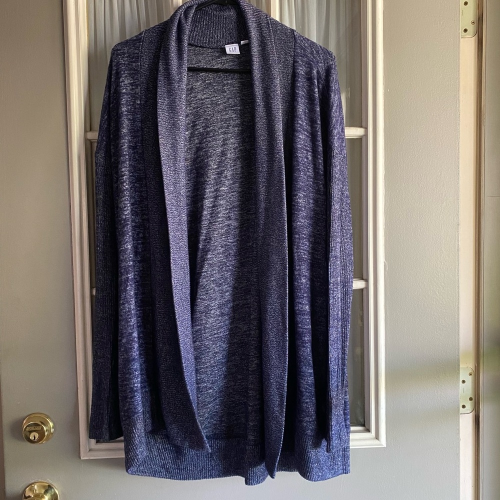 Gap softspun heathered open cardigan in navy blue